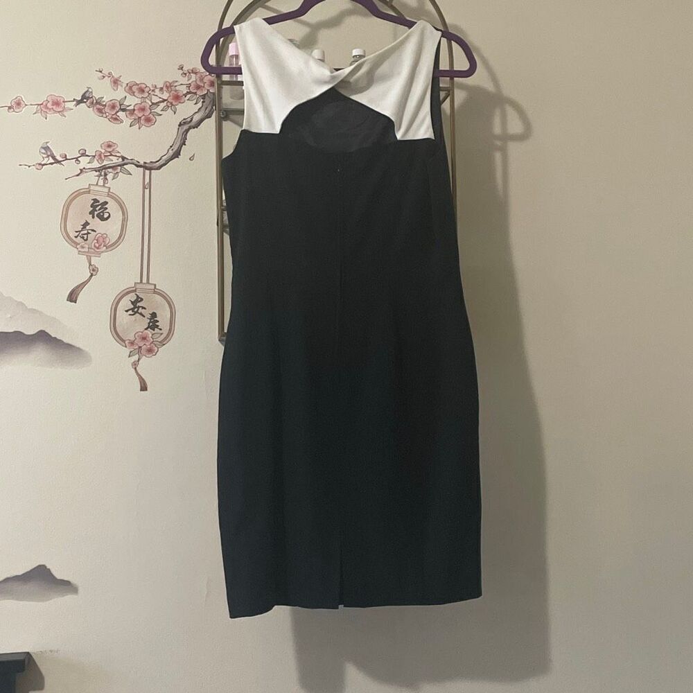 H&M black little dress sleeveless office Formal white keyhole back size 10